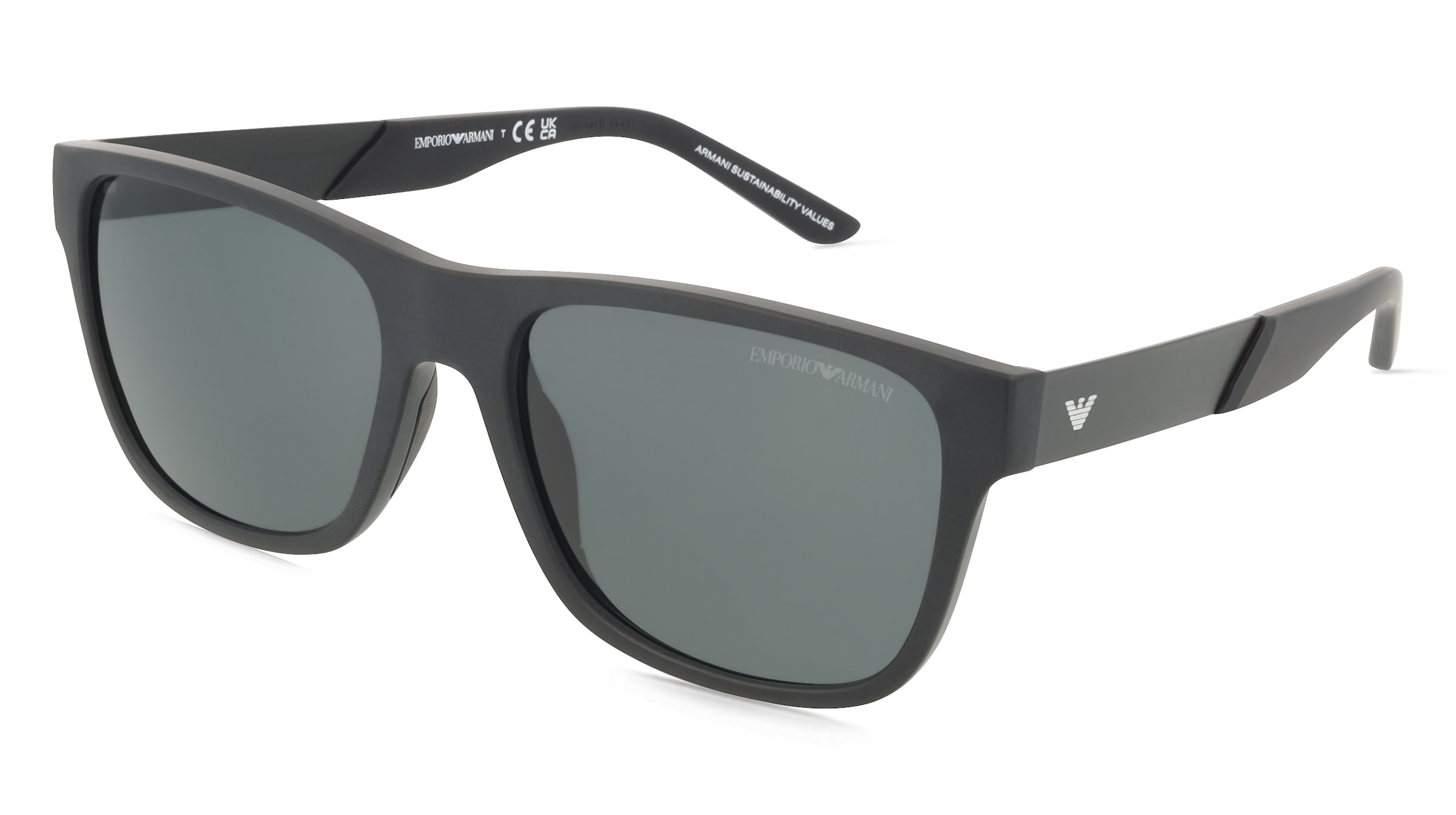Emporio Armani EA4243 Herren-Sonnenbrille Vollrand Quadratisch Kunststoff-Gestell, Schwarz