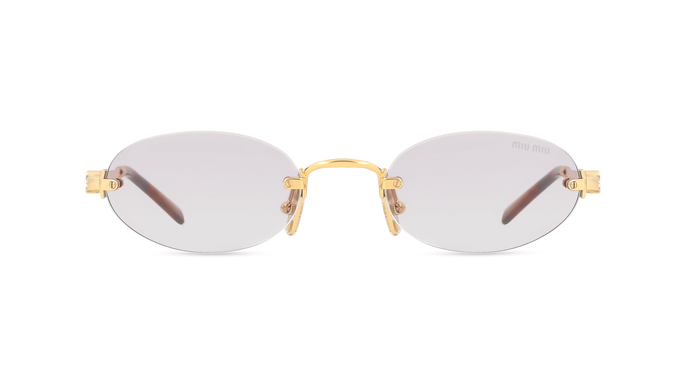 Miu Miu MUA54S Damen-Sonnenbrille Randlos Oval Metall-Gestell, gold