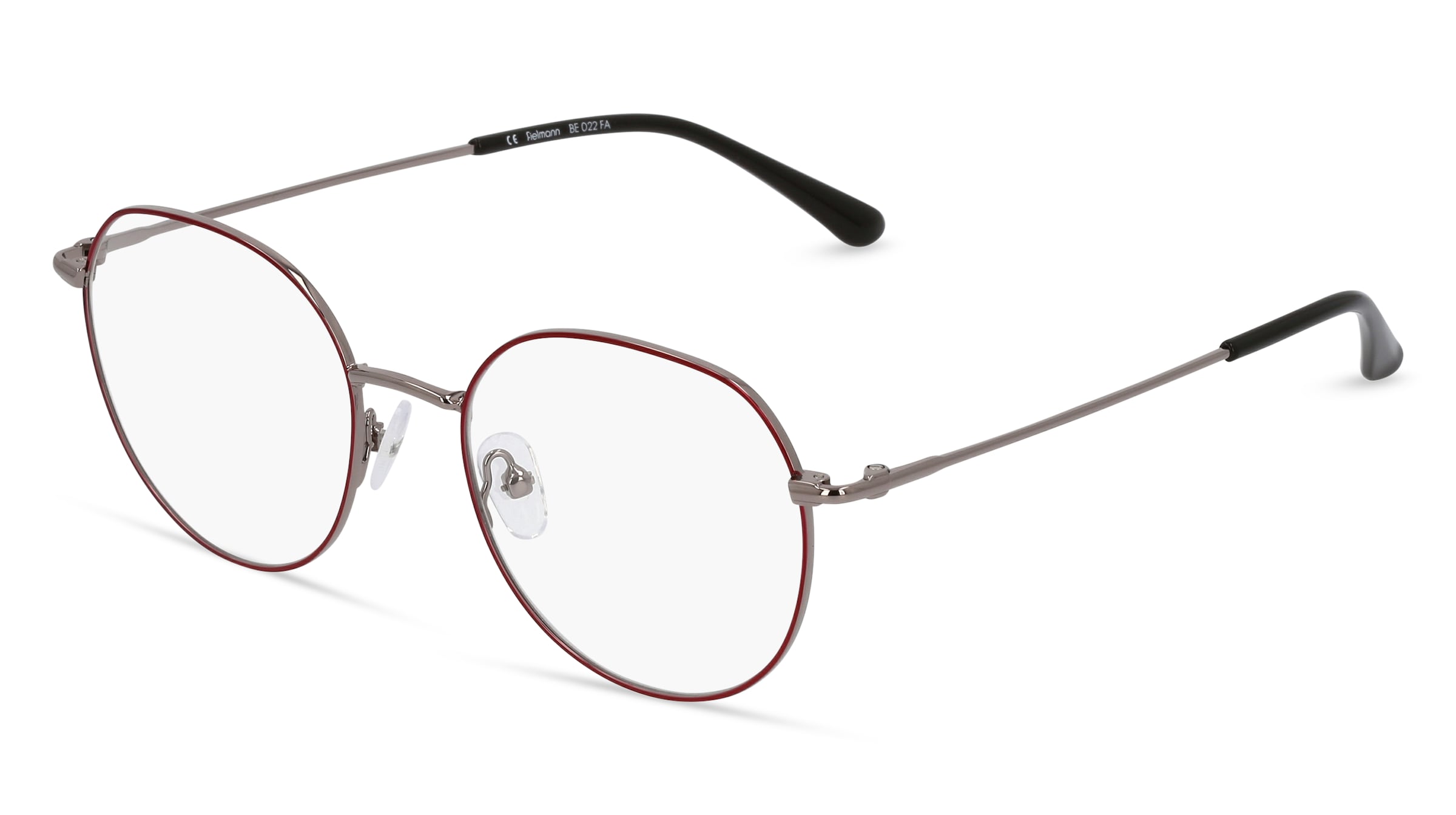 Fielmann BE 022 FA Damen-Brille inkl. Gläser Vollrand Panto Edelstahl-Gestell 51/18/145, Rot