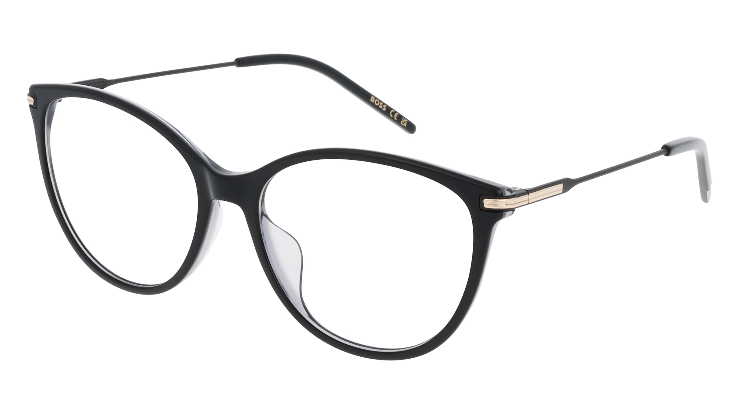 Boss 1784/G Damen-Brille inkl. Gläser Vollrand Panto Acetat-Gestell 45/16/140, Schwarz