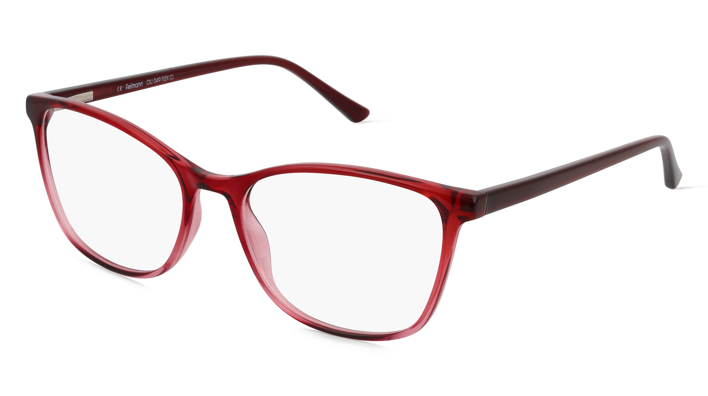 Fielmann OU 049 FLEX CL Damen-Brille inkl. Gläser Vollrand Quadratisch Acetat-Gestell 57/18/150, Rot