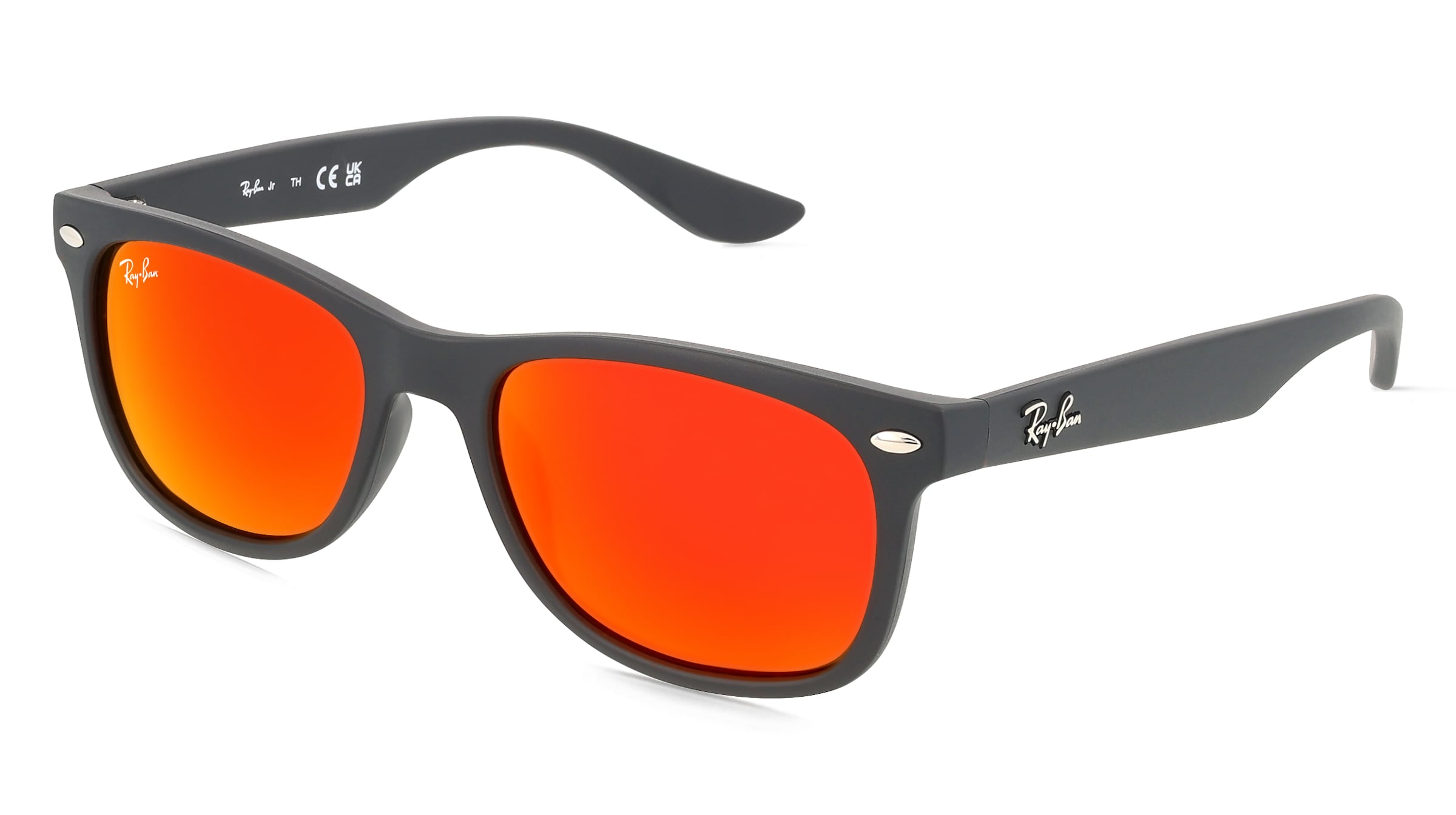 Ray-Ban Junior RJ 9052S NEW WAYFARER Kinder-Sonnenbrille Vollrand Quadratisch Kunststoff-Gestell, Schwarz