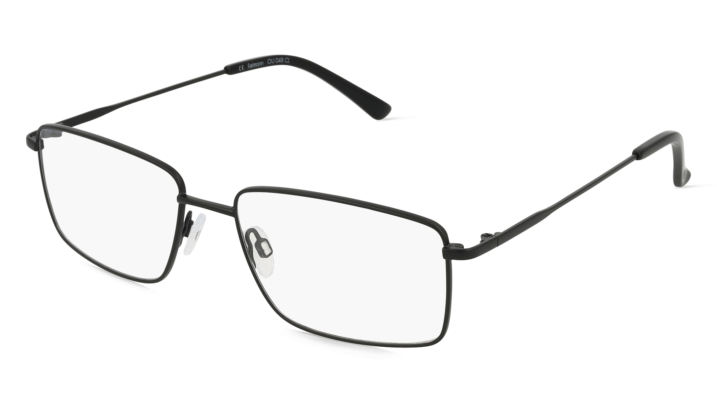 Fielmann OU 048 CL Herren-Brille inkl. Gläser Vollrand Eckig Edelstahl-Gestell 54mm/17mm/145mm, Schwarz