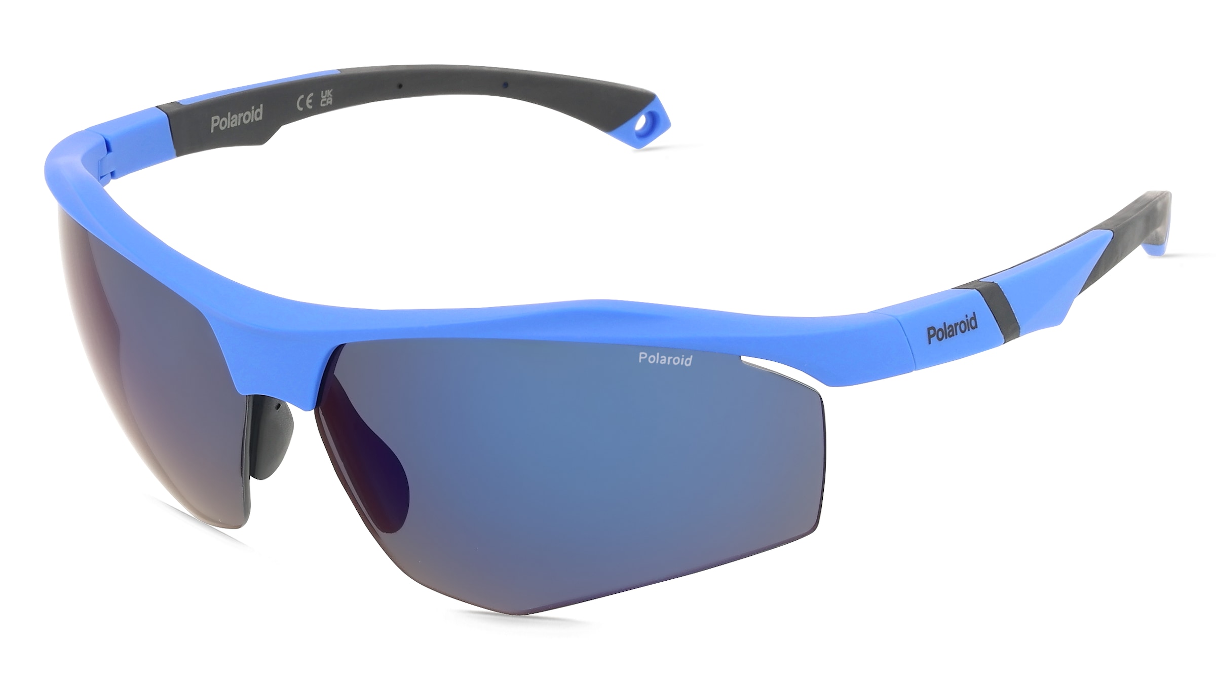 Polaroid 207374 Herren-Sonnenbrille Halbrand Eckig Kunststoff-Gestell, Blau