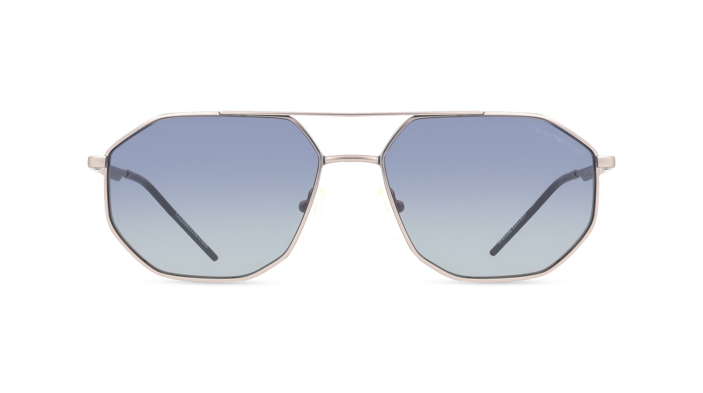 Emporio Armani EA2147 Herren-Sonnenbrille Vollrand Oval Metall-Gestell, Silber