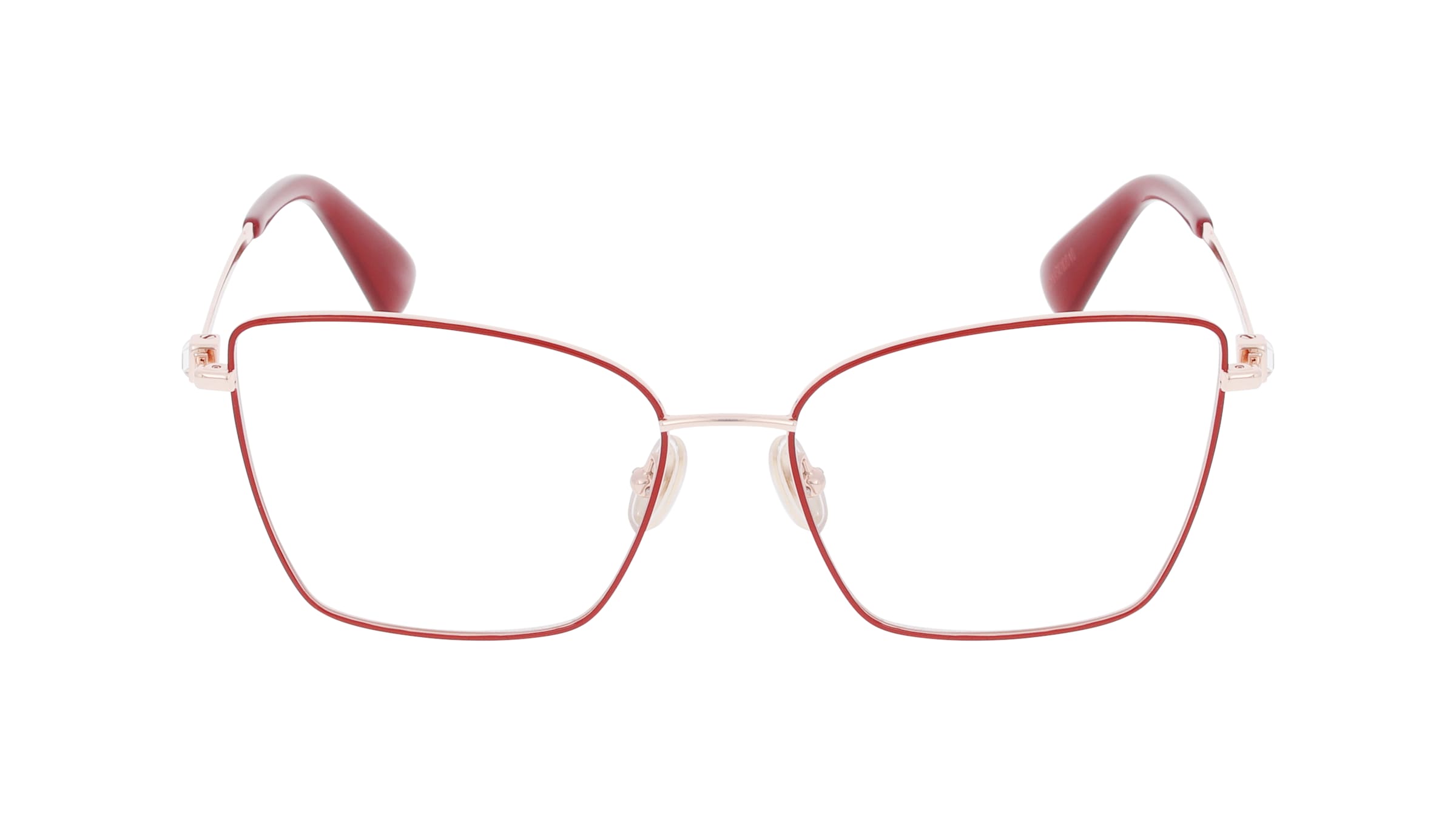 Max Mara MM5048 Damen-Brille inkl. Gläser Vollrand Butterfly Metall-Gestell 55mm/16mm/140mm, rot