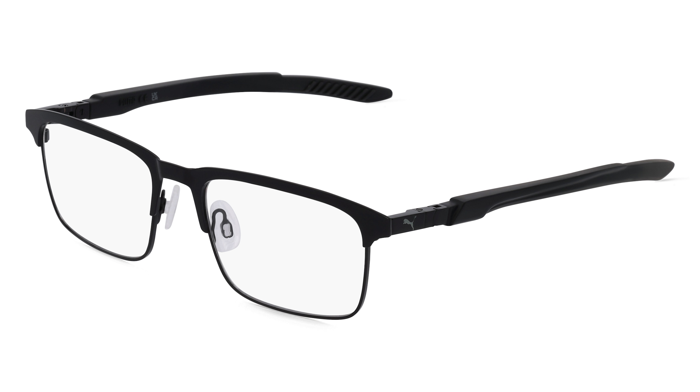 Puma PU0380O Unisex-Brille inkl. Gläser Vollrand Quadratisch Metall-Gestell 55/18/140, Schwarz