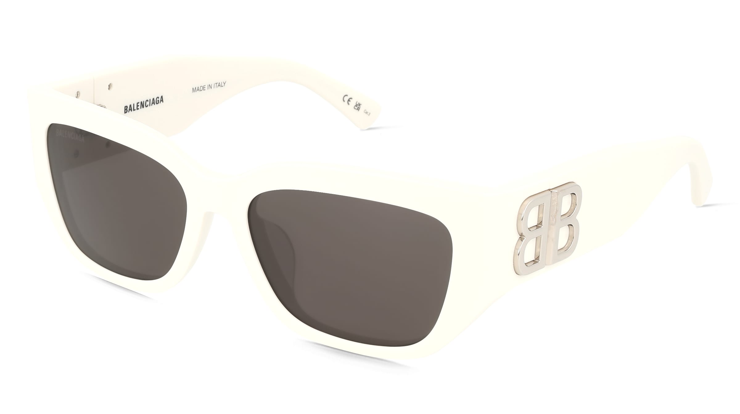 Balenciaga BB0361SK Damen-Sonnenbrille Vollrand Cat Eye Acetat-Gestell, Weiß