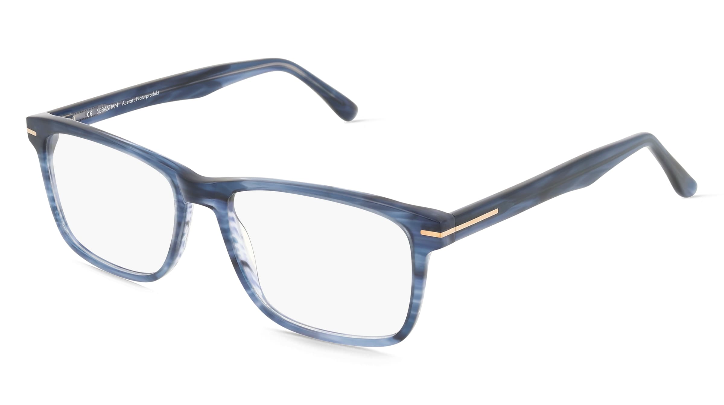 Fielmann IC 015 CL SEBASTIAN Herren-Brille inkl. Gläser Vollrand Quadratisch Acetat-Gestell 55/18/150, Blau