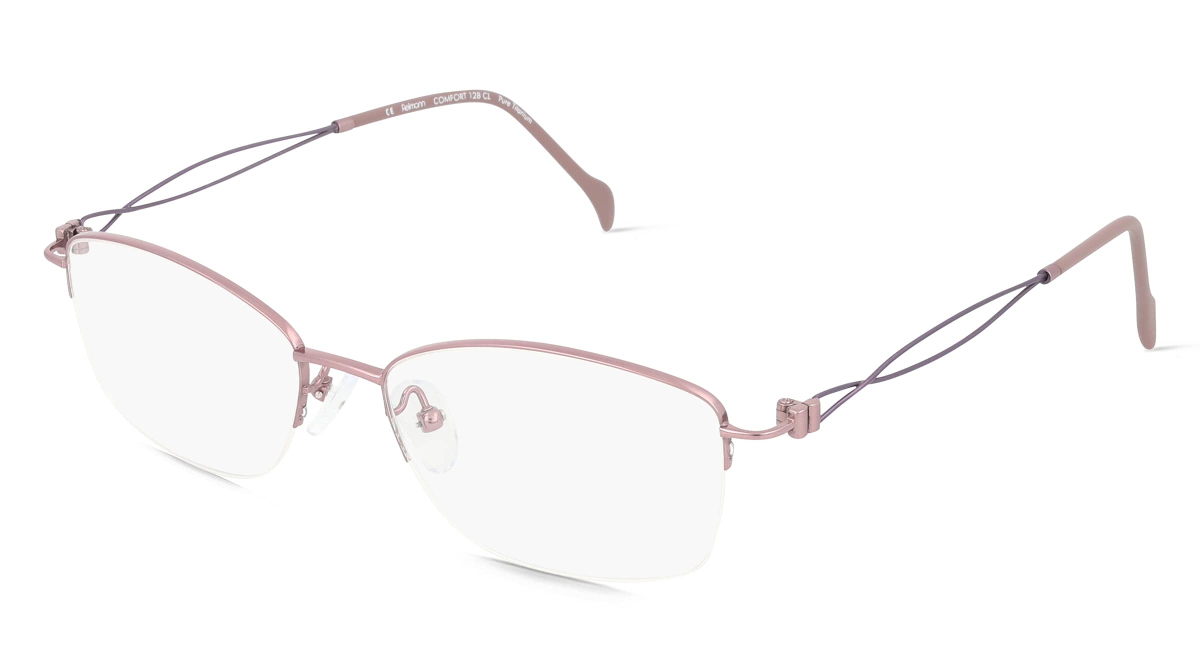 Fielmann COMFORT 128 CL Damen-Brille inkl. Gläser Halbrand Quadratisch Titan-Gestell 52/16/135, Lila