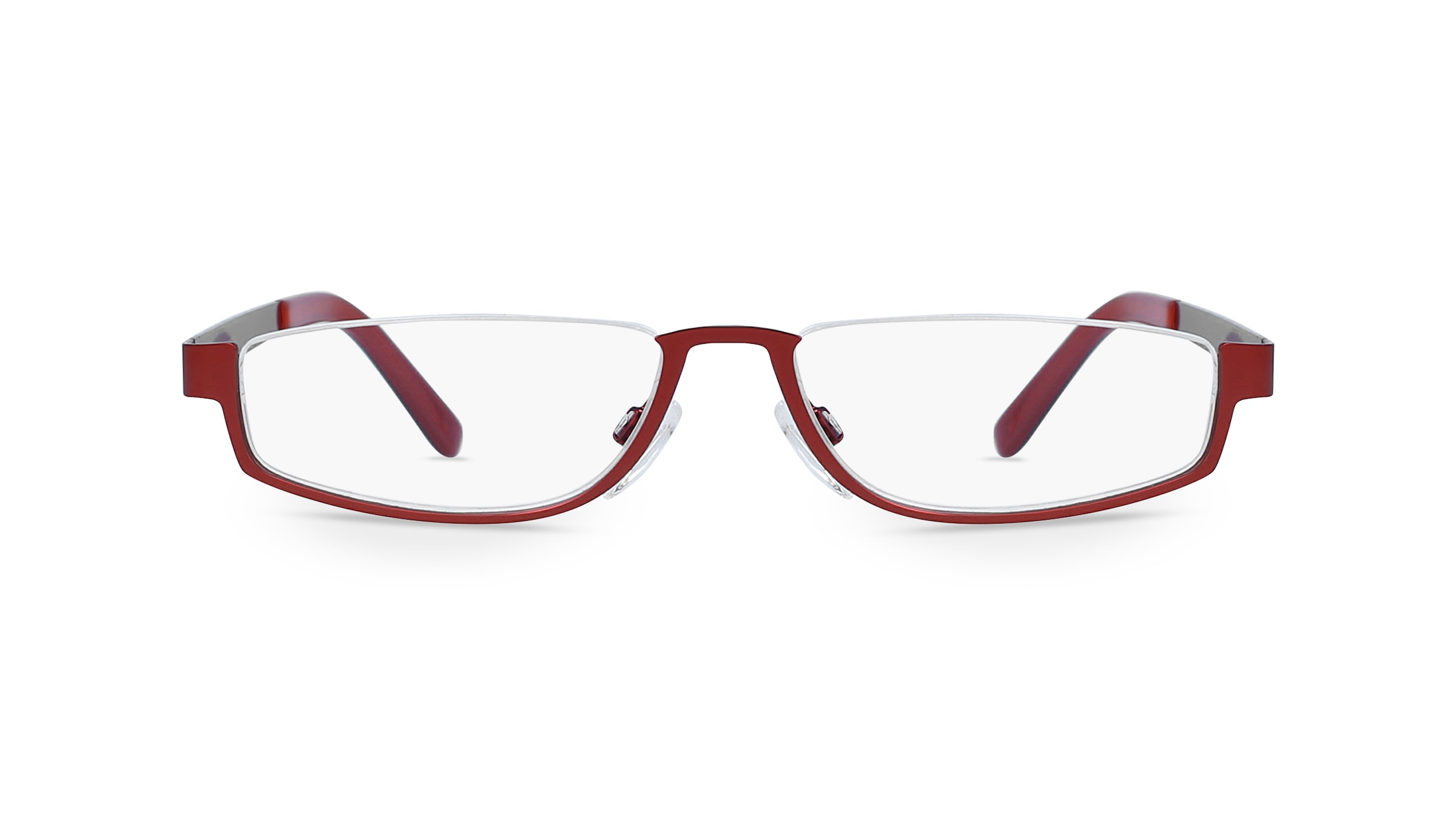 Fielmann BD 367 MOD HALF FA Damen-Brille inkl. Gläser Nylor Schmal Edelstahl-Gestell 51mm/15mm/140mm, rot