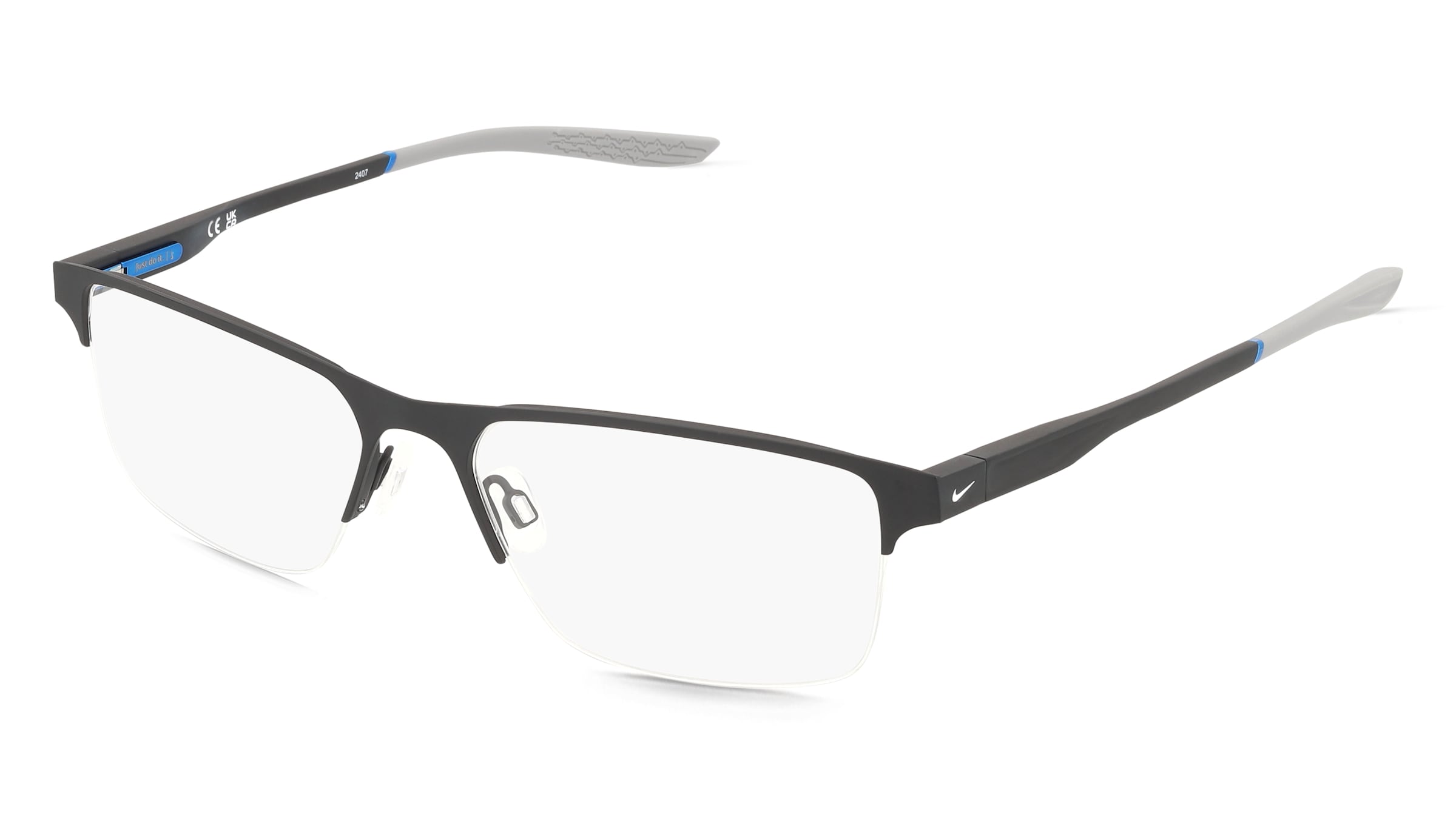 Nike 8045 Unisex-Brille inkl. Gläser Vollrand Quadratisch Edelstahl-Gestell 57/17/140, Schwarz