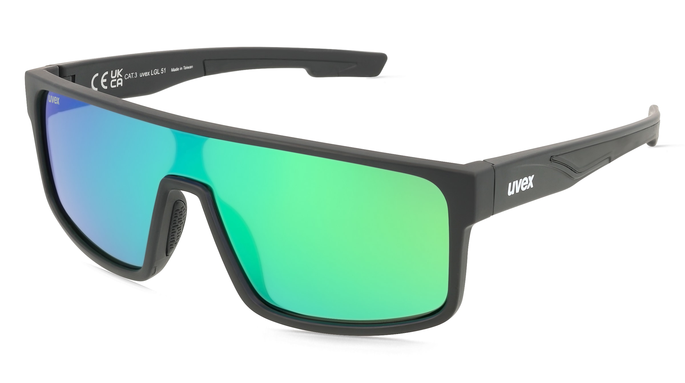 Uvex Sports S533025 LGL 51 Unisex-Sonnenbrille Vollrand Eckig Kunststoff-Gestell, Schwarz