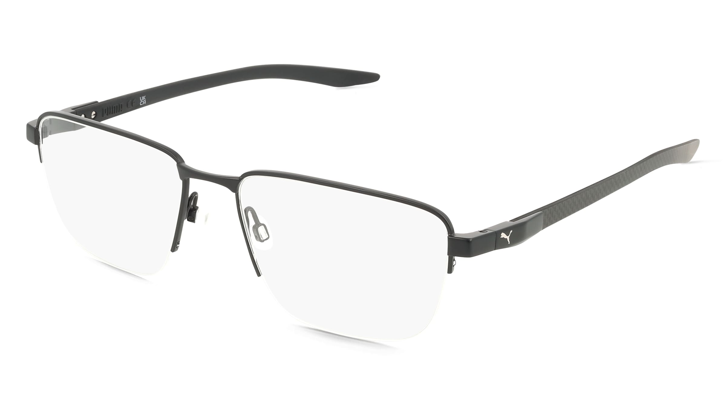 Puma PU0456O Unisex-Brille inkl. Gläser Vollrand Quadratisch Metall-Gestell 57/18/145, Schwarz