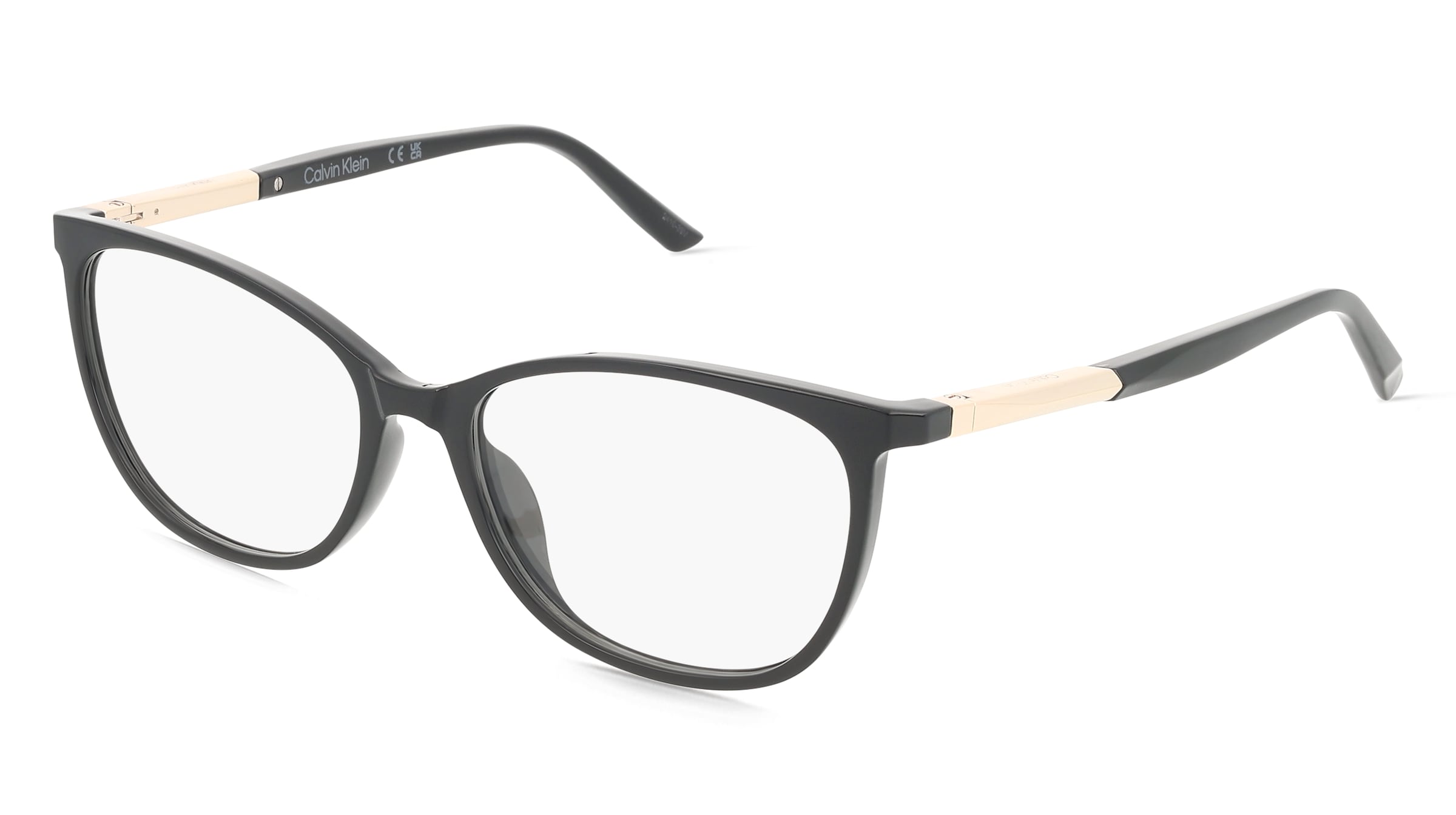 Calvin Klein CK25512 Unisex-Brille inkl. Gläser Vollrand Cat Eye Kunststoff-Gestell 54/16/145, Schwarz