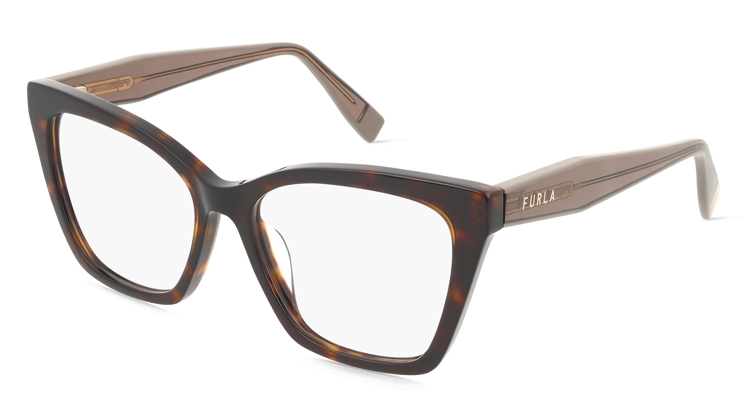 Furla VFU828 Damen-Brille inkl. Gläser Vollrand Quadratisch Kunststoff-Gestell 53/16/140, Havanna