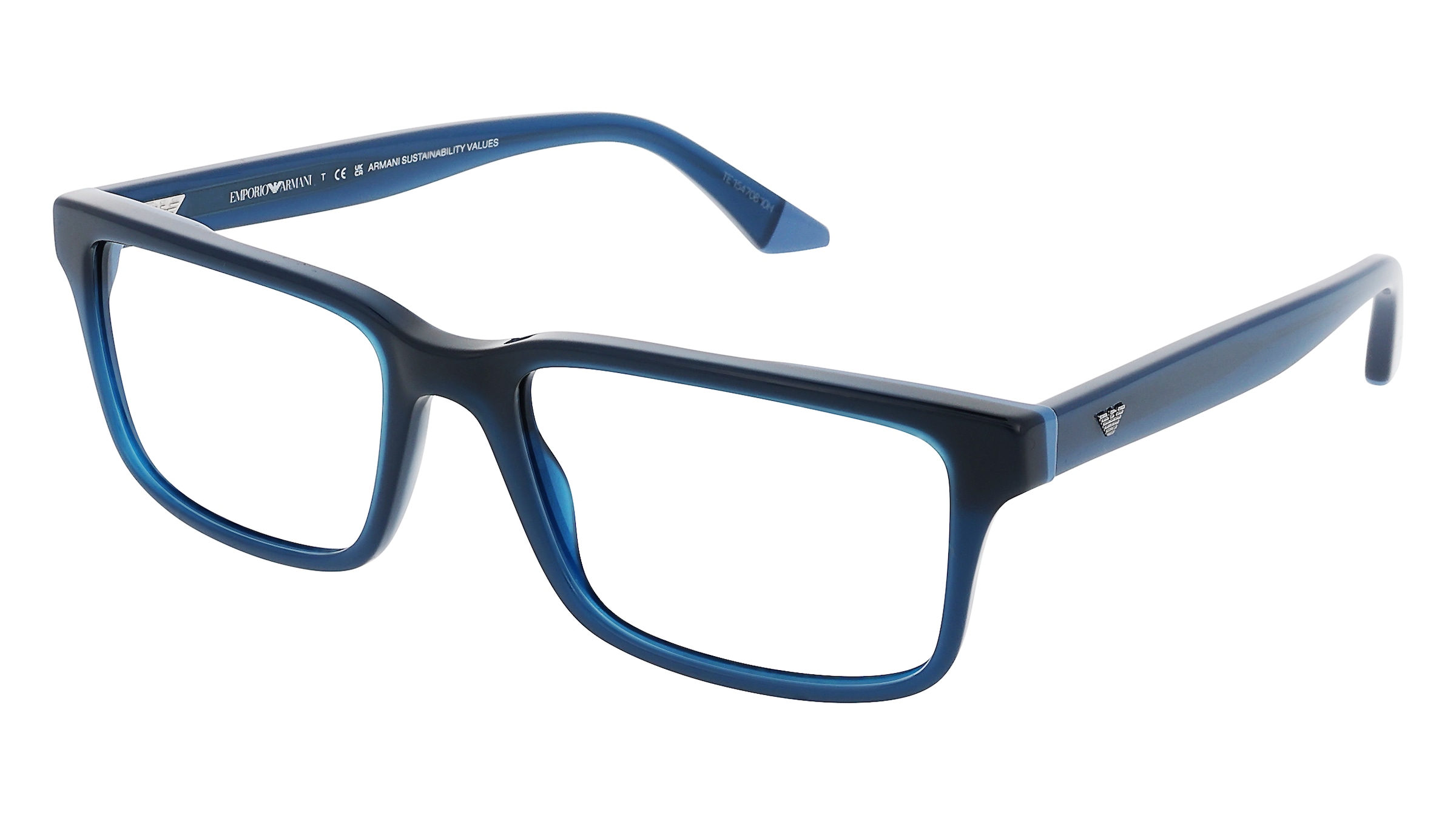 Emporio Armani 0EA3269 Herren-Brille inkl. Gläser Vollrand Eckig Acetat-Gestell 56/18/145, Blau