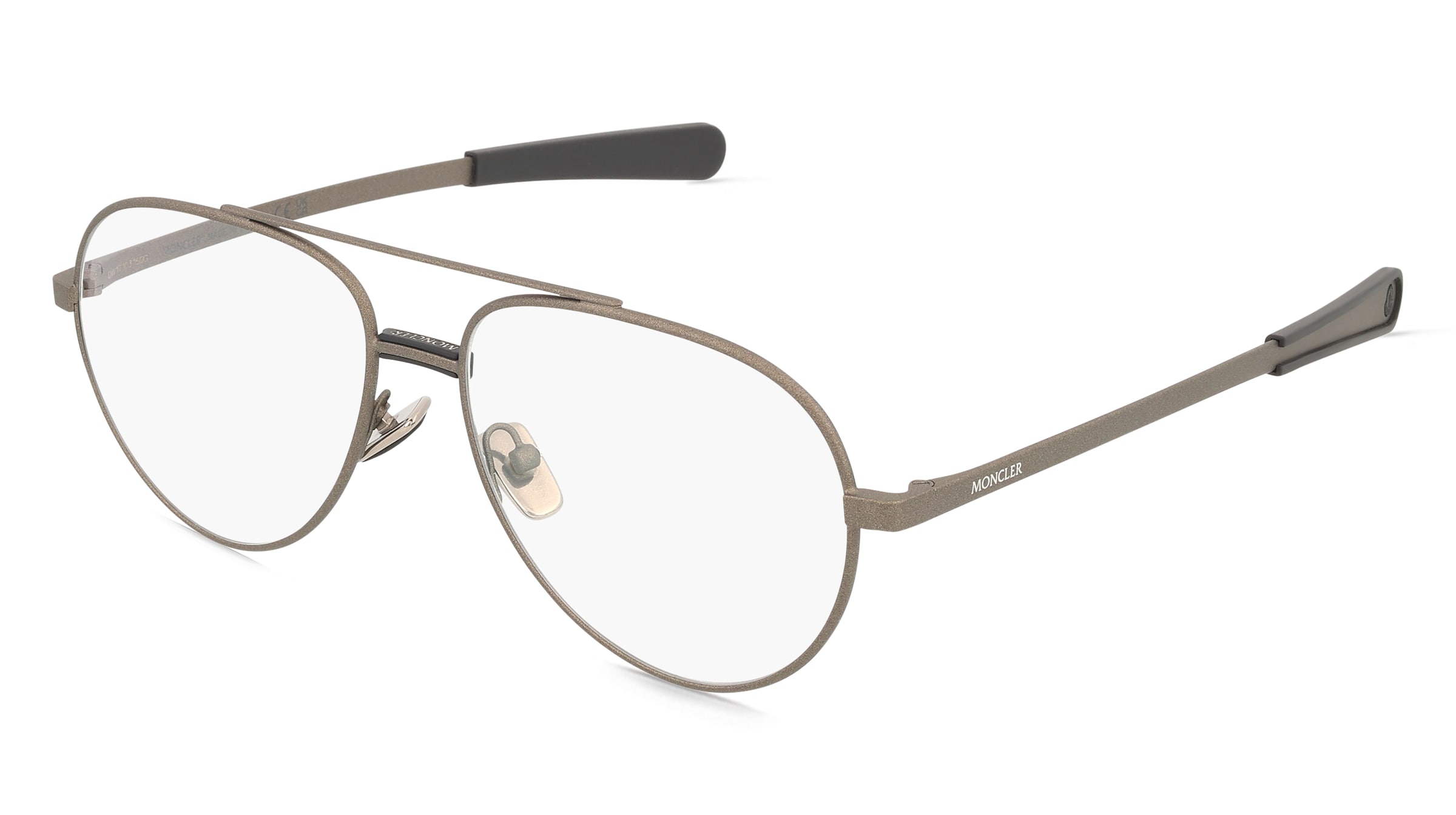 Moncler ME1008 Unisex-Brille inkl. Gläser Vollrand Pilot Metall-Gestell 56/15/145, Grau