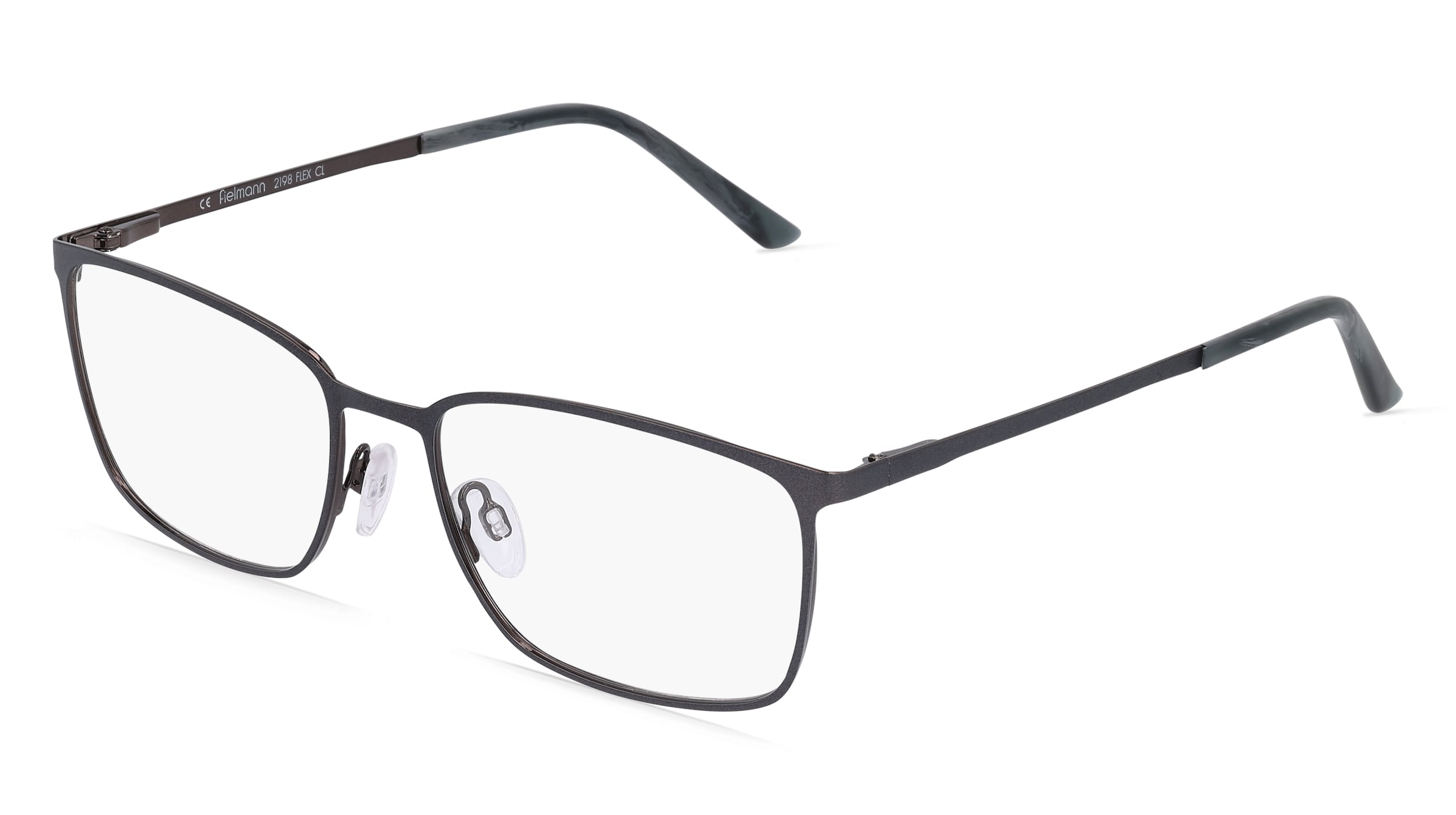 Fielmann 2198 FLEX CL Herren-Brille inkl. Gläser Vollrand Quadratisch Metall-Gestell 56/18/145, Grau