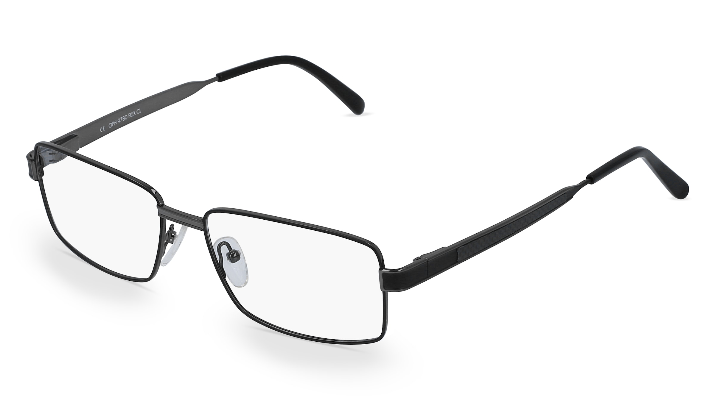 Fielmann OPH 9780 FLEX CL Herren-Brille inkl. Gläser Vollrand Quadratisch Metall-Gestell 55/16/140, Schwarz