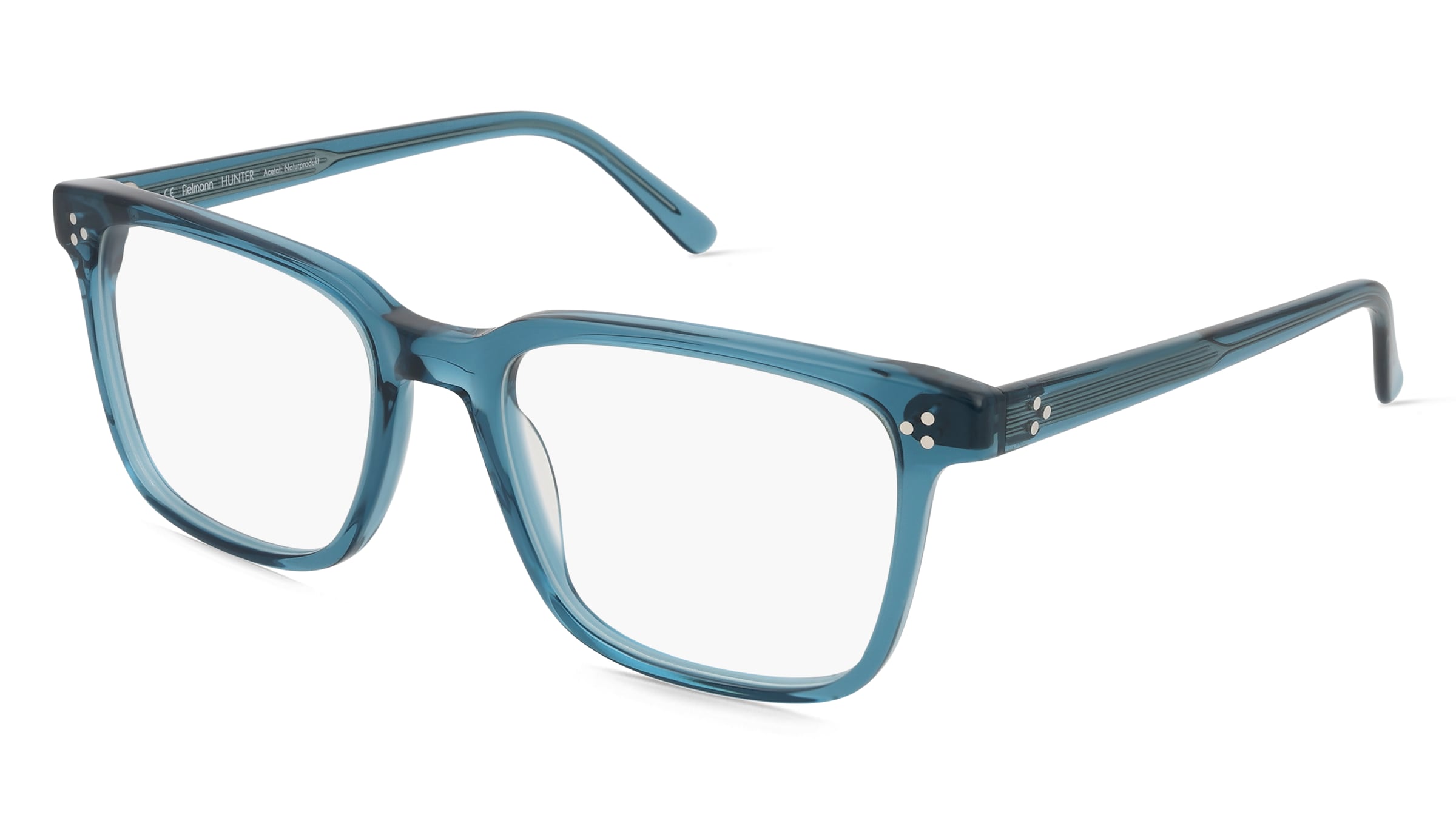 Fielmann Q 075 CL HUNTER Herren-Brille inkl. Gläser Vollrand Quadratisch Acetat-Gestell 55/19/145, Blau