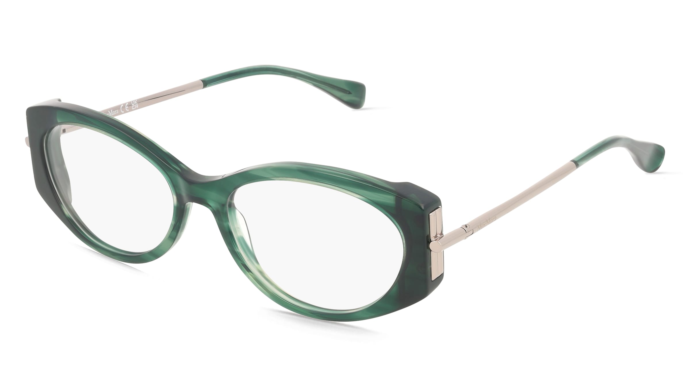 Max Mara MM5204 Damen-Brille inkl. Gläser Vollrand Oval Acetat-Gestell 52/16/140, Grün