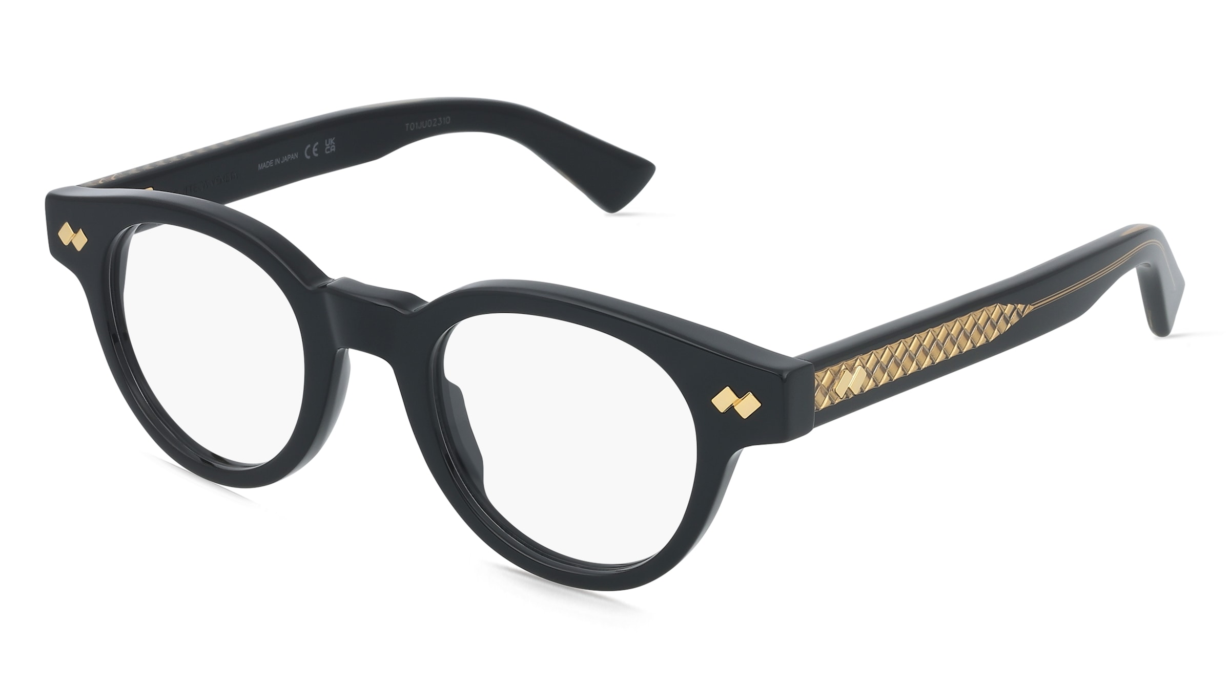 Bottega Veneta BV1443O Unisex-Brille inkl. Gläser Vollrand Rund Acetat-Gestell 45/22/145, Schwarz