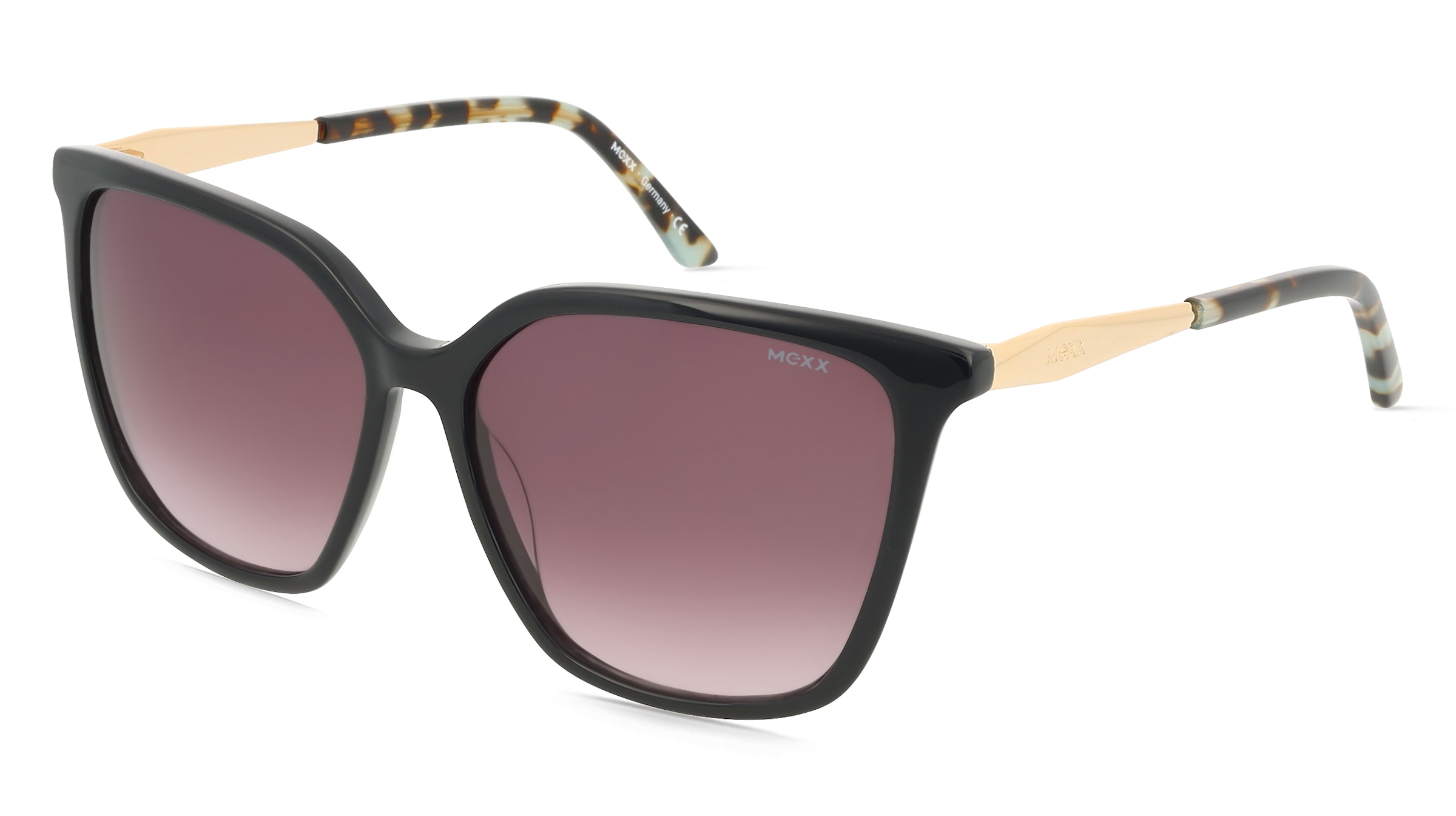 Mexx Eyes 6573 Damen-Sonnenbrille Vollrand Eckig Kunststoff-Gestell, Schwarz