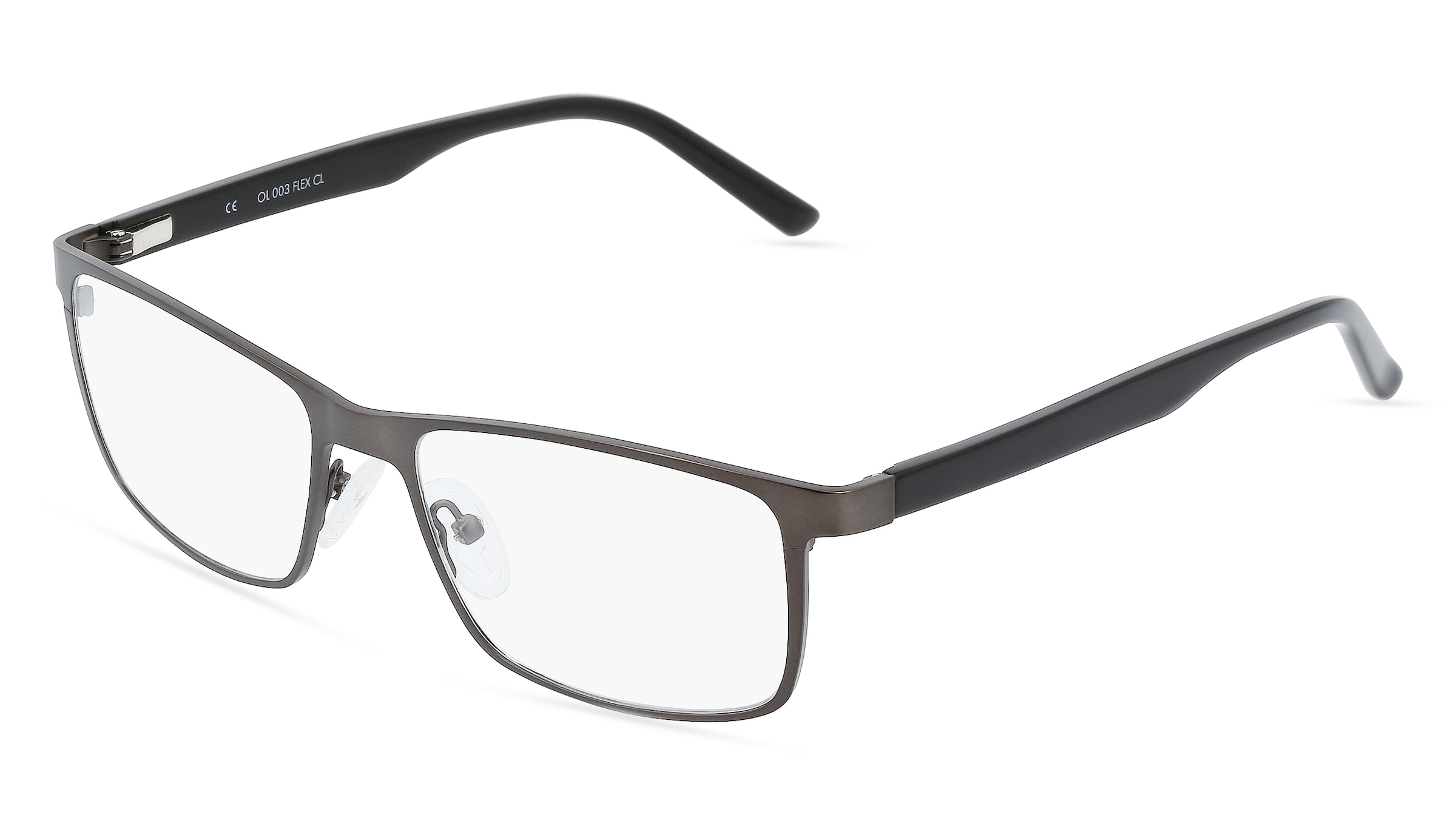 Fielmann OL 003 FLEX CL Herren-Brille inkl. Gläser Vollrand Quadratisch Edelstahl-Gestell 54/17/140, Grau