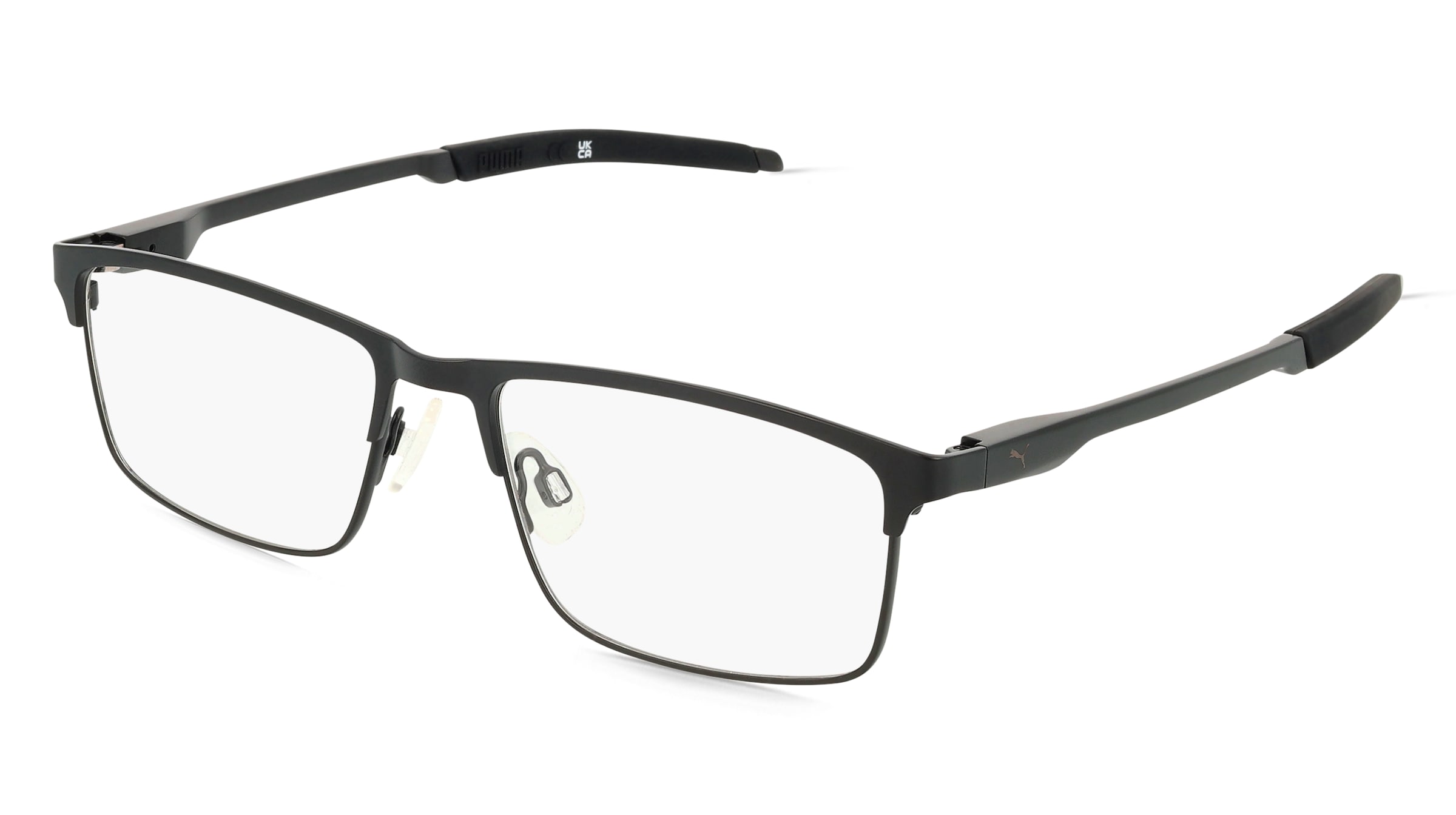 Puma PU0415O Unisex-Brille inkl. Gläser Vollrand Quadratisch Metall-Gestell 54/17/140, Schwarz