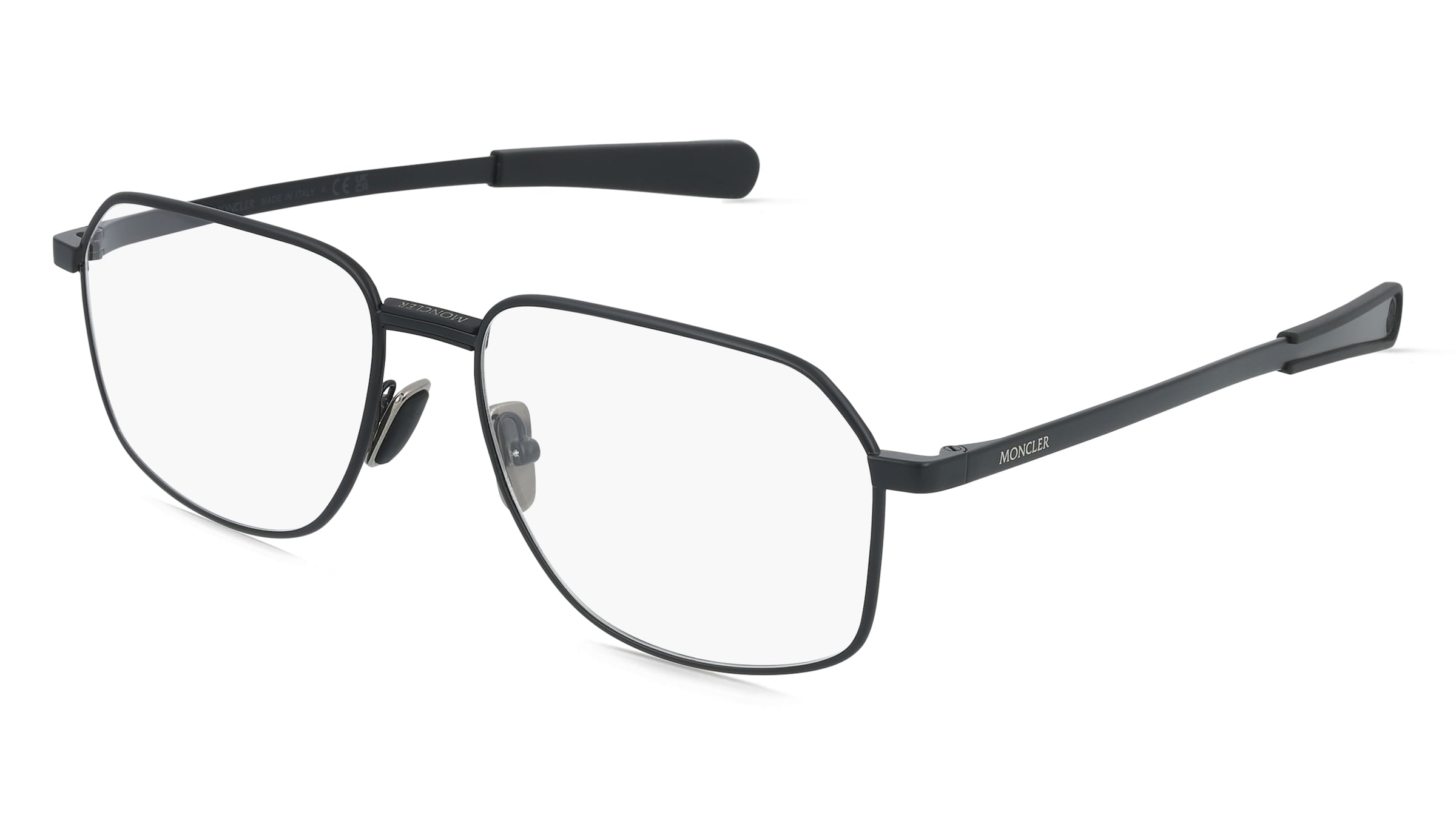 Moncler ME1010 Unisex-Brille inkl. Gläser Vollrand Eckig Metall-Gestell 56/16/145, Schwarz