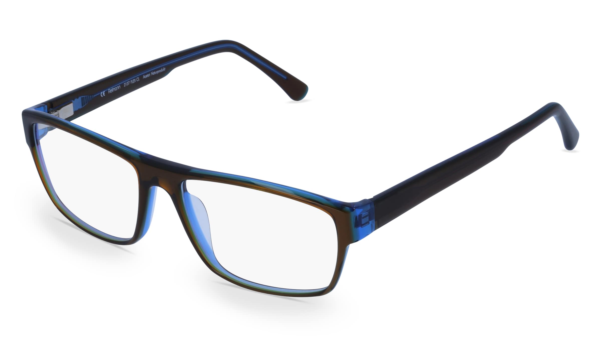 Fielmann 2137 FLEX CL Herren-Brille inkl. Gläser Vollrand Quadratisch Acetat-Gestell 55/17/140, Braun