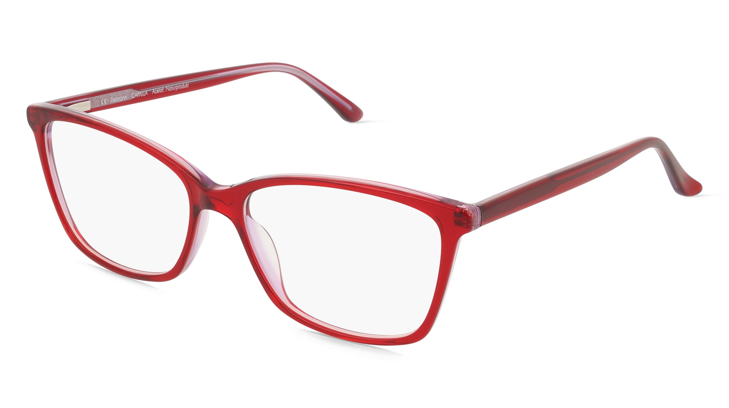 Fielmann ABC 082 FLEX CL CAMILLA Damen-Brille inkl. Gläser Vollrand Quadratisch Acetat-Gestell 54/15/140, Rot