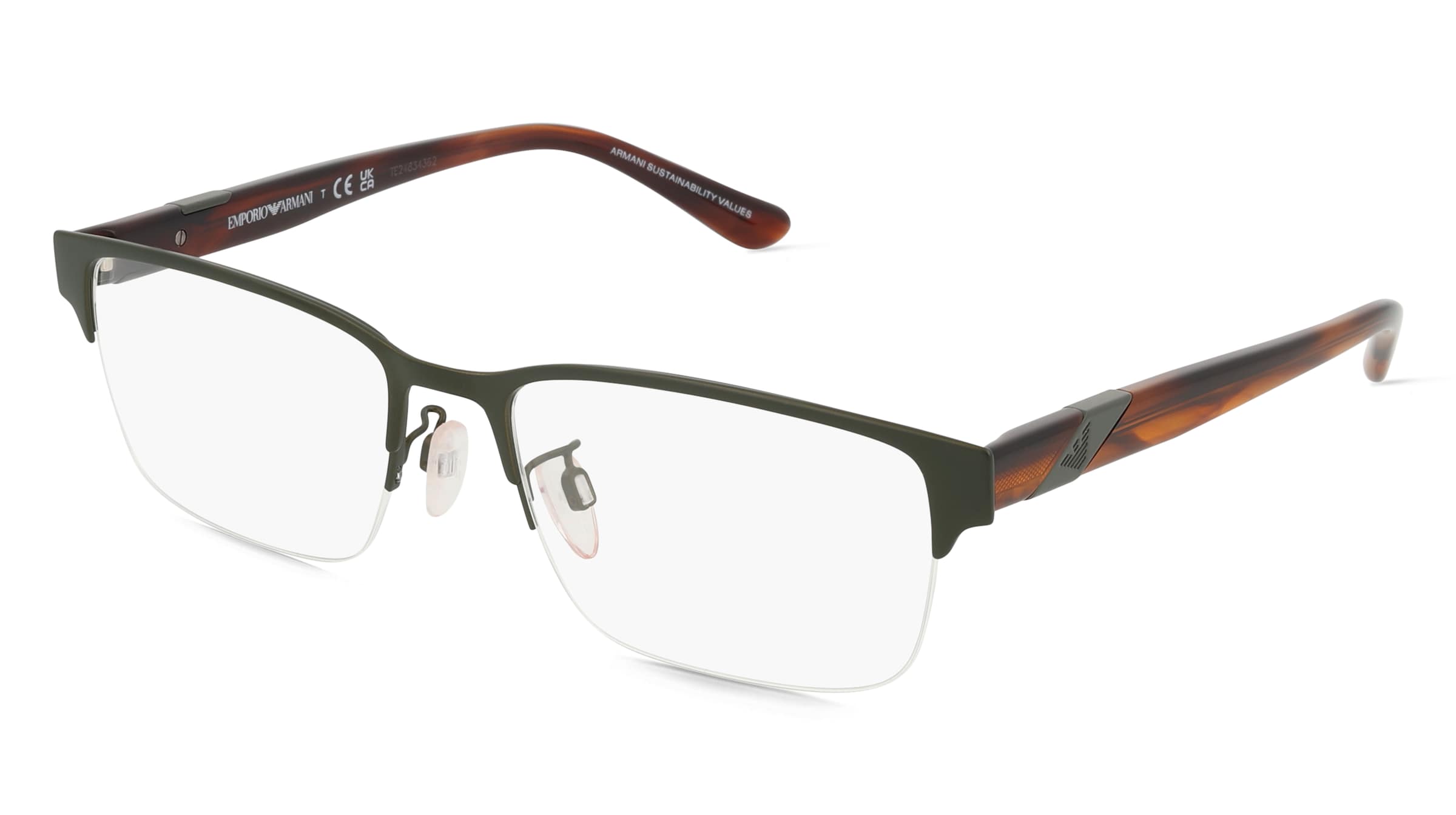 Emporio Armani EA1129 Herren-Brille inkl. Gläser Halbrand Quadratisch Metall-Gestell 55/18/145, Braun