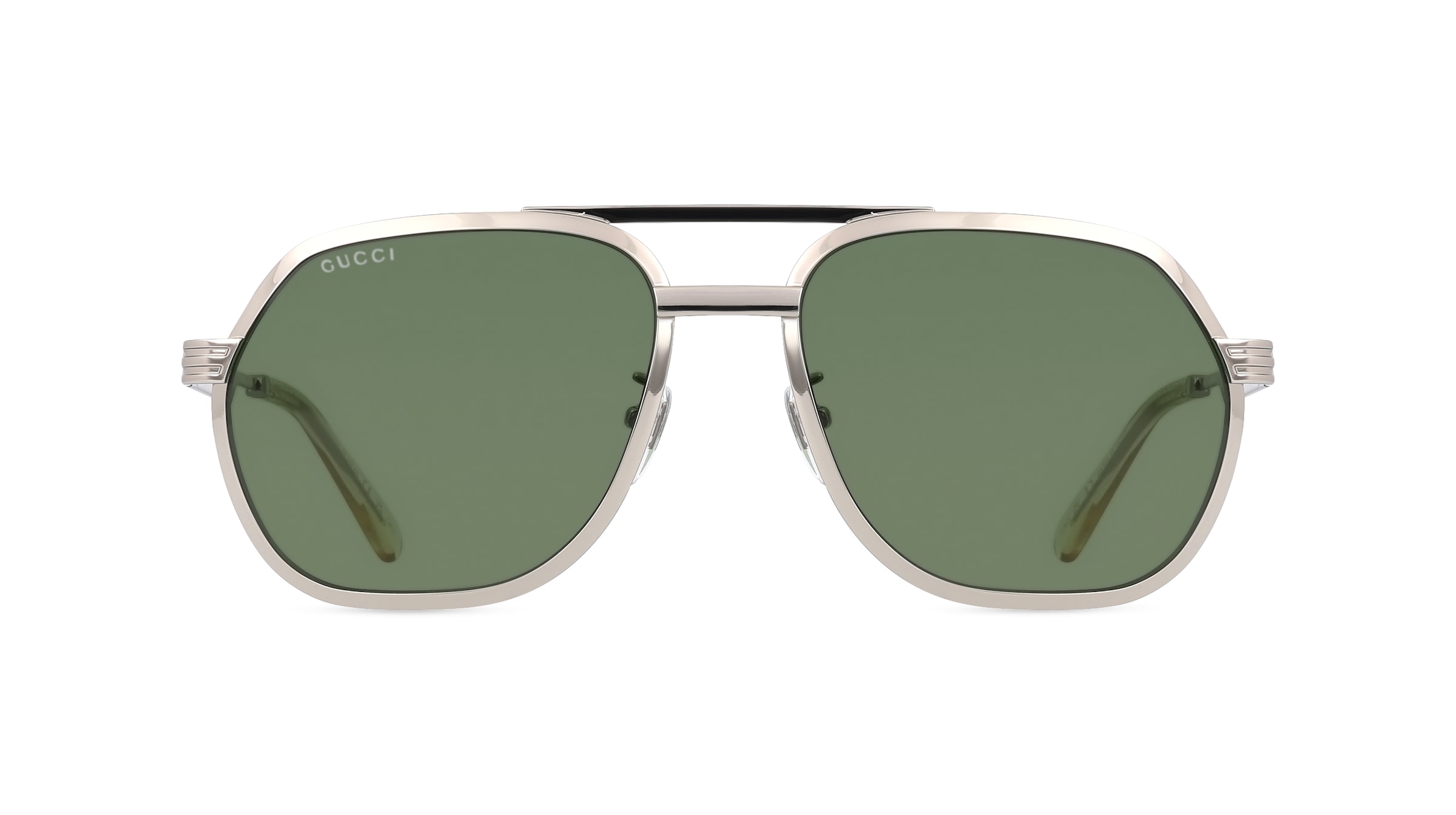 Gucci GG0981S Herren-Sonnenbrille Vollrand Pilot Metall-Gestell, silber