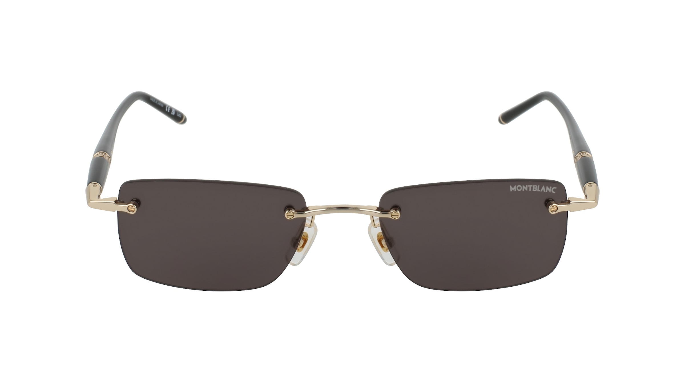 Montblanc MB0344S Herren-Sonnenbrille Randlos Eckig Metall-Gestell, Gold