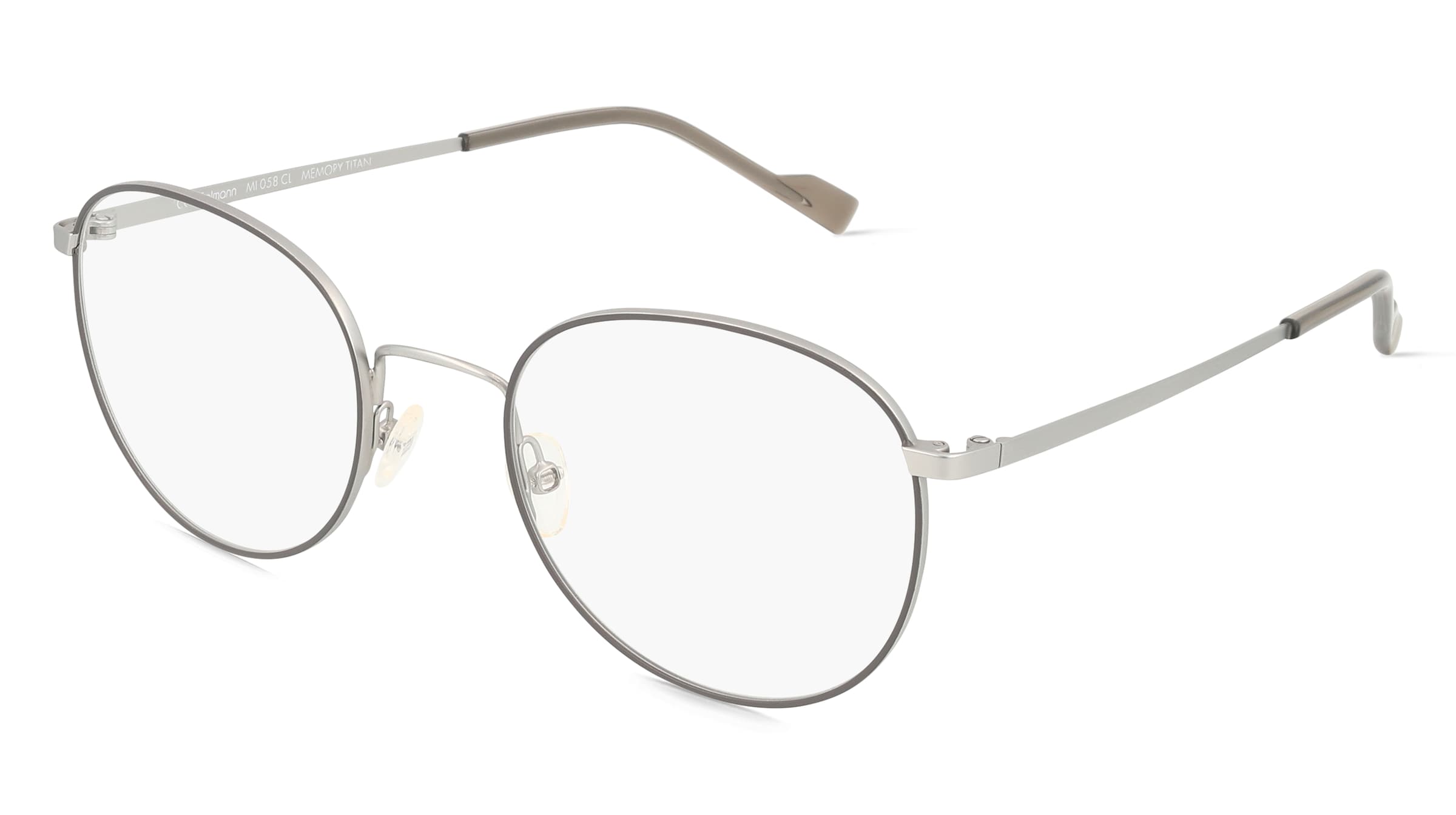 Fielmann MI 058 CL Unisex-Brille inkl. Gläser Vollrand Panto Metall-Gestell 51/21/145, Grau