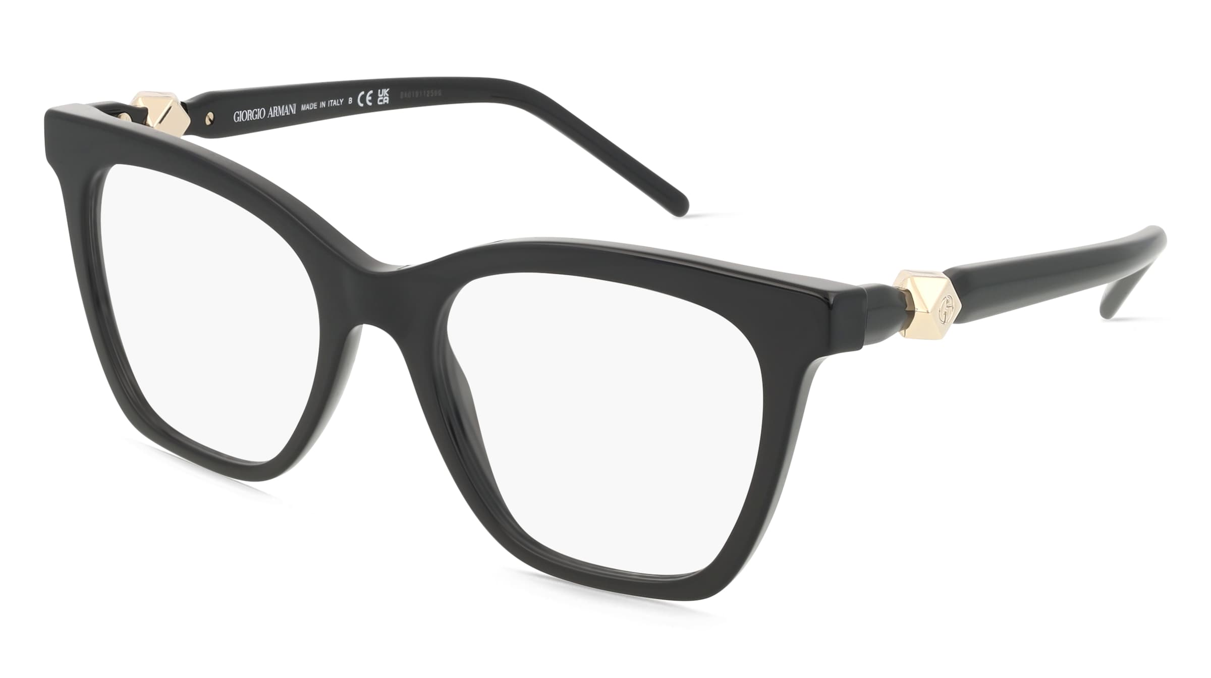 Giorgio Armani 0AR7238 Damen-Brille inkl. Gläser Vollrand Cat Eye Acetat-Gestell 52/19/140, Schwarz